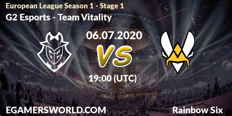 Prognose für das Spiel G2 Esports VS Team Vitality. 06.07.20. Rainbow Six - European League Season 1 - Stage 1