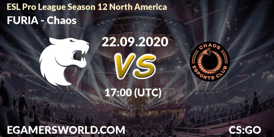 Prognose für das Spiel FURIA VS Chaos. 22.09.2020 at 17:00. Counter-Strike (CS2) - ESL Pro League Season 12 North America