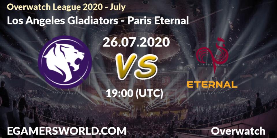 Prognose für das Spiel Los Angeles Gladiators VS Paris Eternal. 26.07.20. Overwatch - Overwatch League 2020 - July