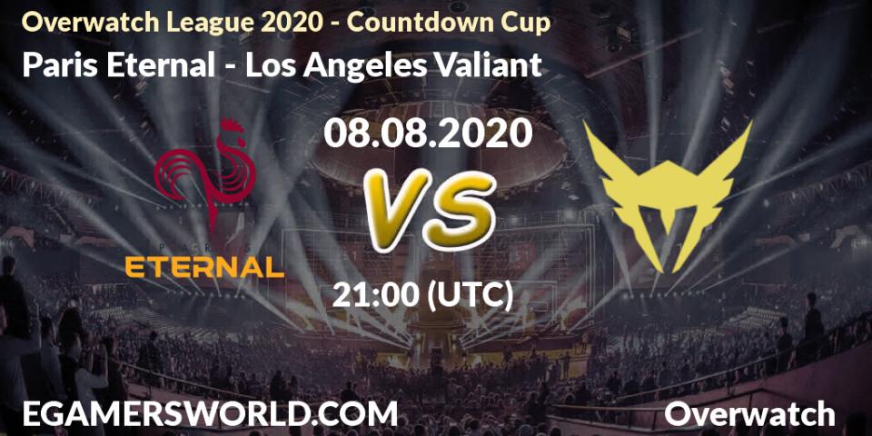 Prognose für das Spiel Paris Eternal VS Los Angeles Valiant. 09.08.2020 at 01:00. Overwatch - Overwatch League 2020 - Countdown Cup
