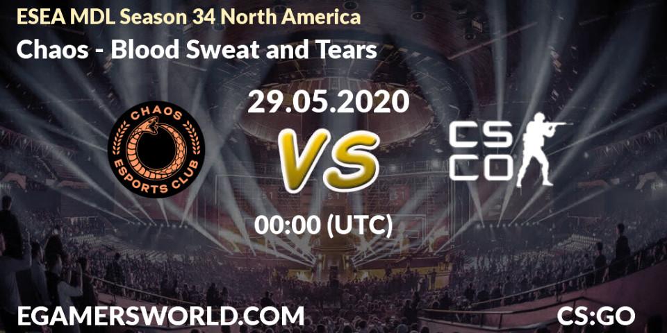 Prognose für das Spiel Chaos VS Blood Sweat and Tears. 29.05.2020 at 00:05. Counter-Strike (CS2) - ESEA MDL Season 34 North America