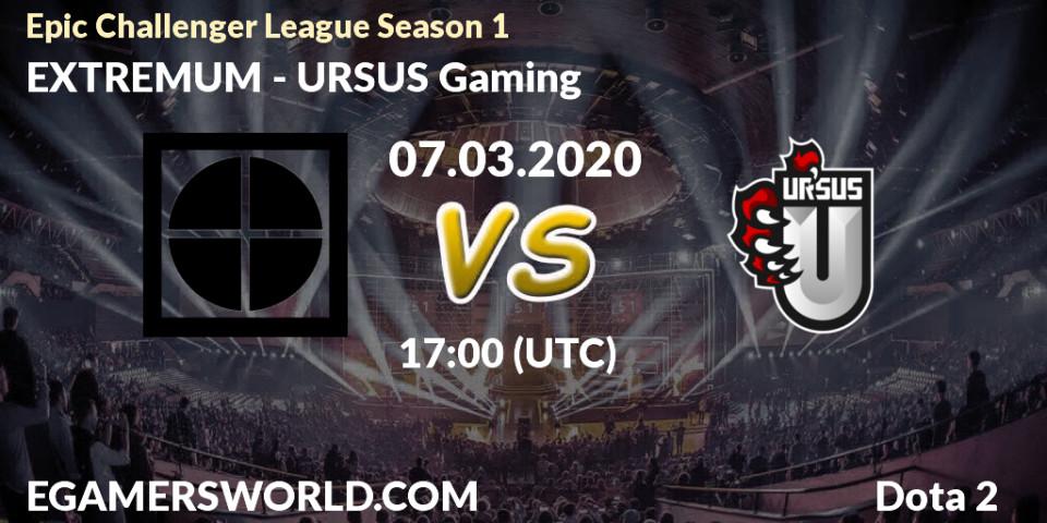 Prognose für das Spiel EXTREMUM VS URSUS Gaming. 07.03.20. Dota 2 - Epic Challenger League Season 1