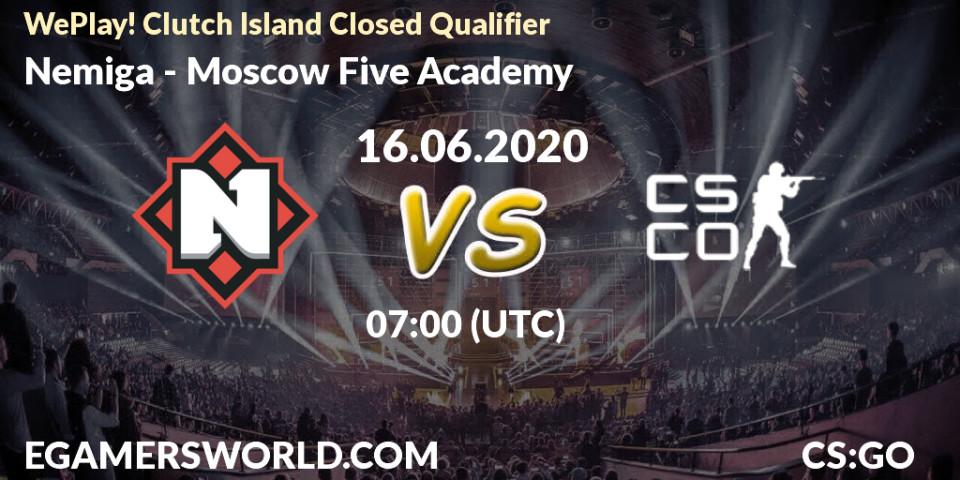 Prognose für das Spiel Nemiga VS Moscow Five Academy. 16.06.2020 at 07:00. Counter-Strike (CS2) - WePlay! Clutch Island Closed Qualifier