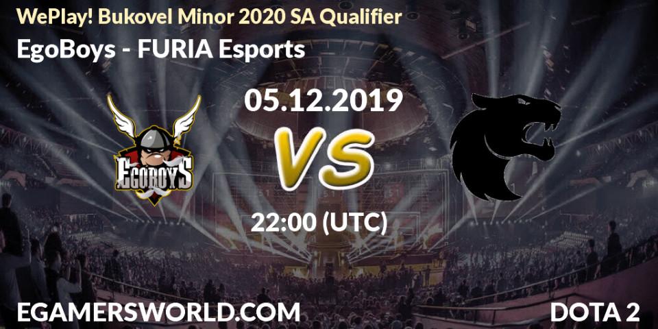 Prognose für das Spiel EgoBoys VS FURIA Esports. 05.12.2019 at 22:00. Dota 2 - WePlay! Bukovel Minor 2020 SA Qualifier