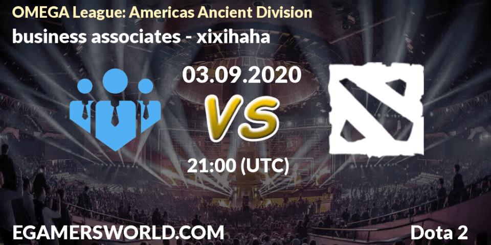 Prognose für das Spiel business associates VS xixihaha. 04.09.2020 at 23:28. Dota 2 - OMEGA League: Americas Ancient Division