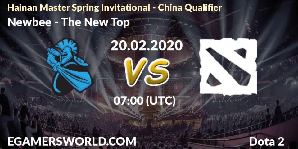 Prognose für das Spiel Newbee VS The New Top. 20.02.20. Dota 2 - Hainan Master Spring Invitational - China Qualifier