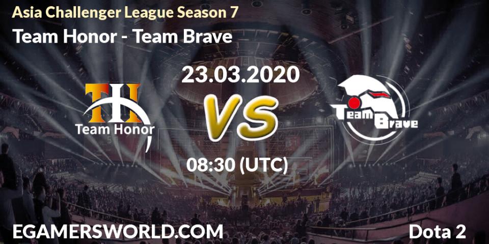 Prognose für das Spiel Team Honor VS Team Brave. 23.03.20. Dota 2 - Asia Challenger League Season 7