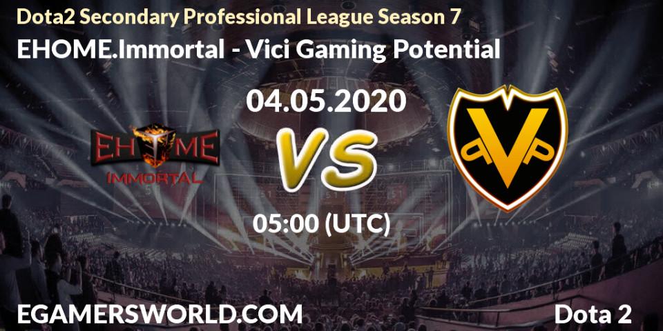 Prognose für das Spiel EHOME.Immortal VS Vici Gaming Potential. 04.05.20. Dota 2 - Dota2 Secondary Professional League 2020