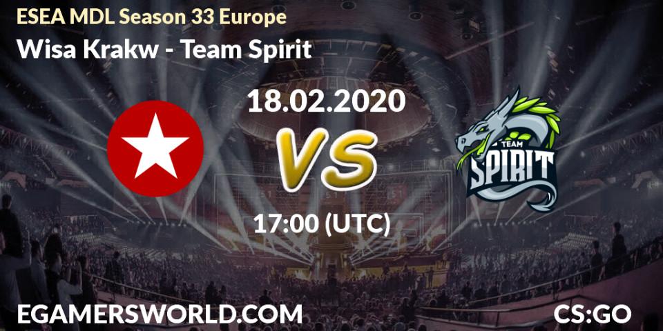 Prognose für das Spiel Wisła Kraków VS Team Spirit. 19.02.20. CS2 (CS:GO) - ESEA MDL Season 33 Europe