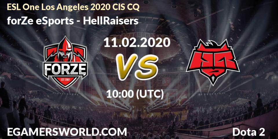 Prognose für das Spiel forZe eSports VS HellRaisers. 11.02.2020 at 10:00. Dota 2 - ESL One Los Angeles 2020 CIS CQ