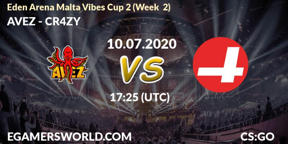 Prognose für das Spiel AVEZ VS CR4ZY. 10.07.2020 at 17:25. Counter-Strike (CS2) - Eden Arena Malta Vibes Cup 2 (Week 2)