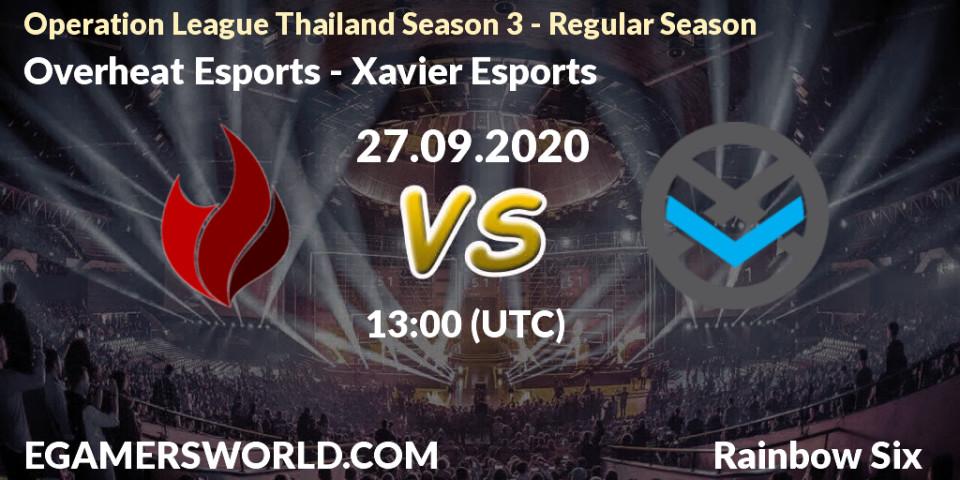 Prognose für das Spiel Overheat Esports VS Xavier Esports. 27.09.2020 at 13:00. Rainbow Six - Operation League Thailand Season 3 - Regular Season