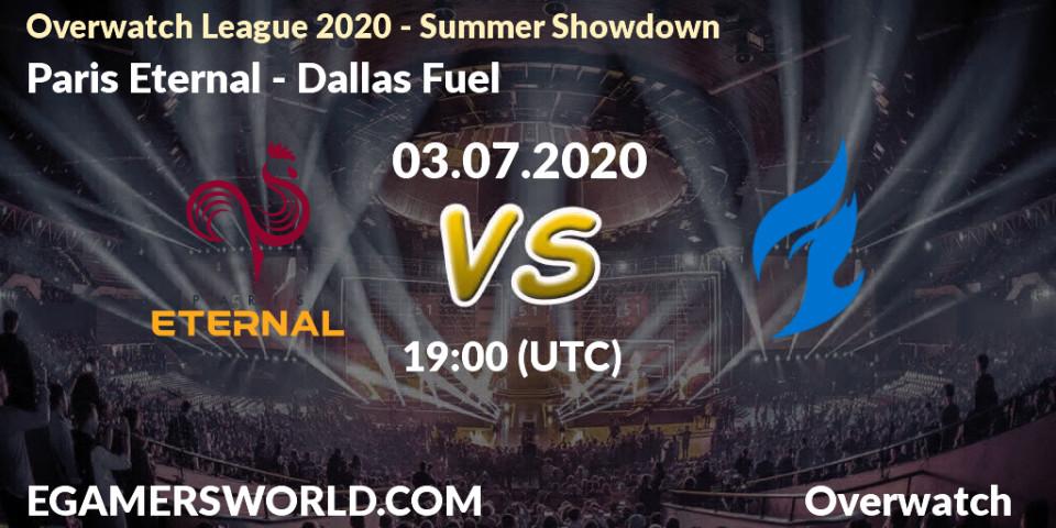 Prognose für das Spiel Paris Eternal VS Dallas Fuel. 03.07.20. Overwatch - Overwatch League 2020 - Summer Showdown