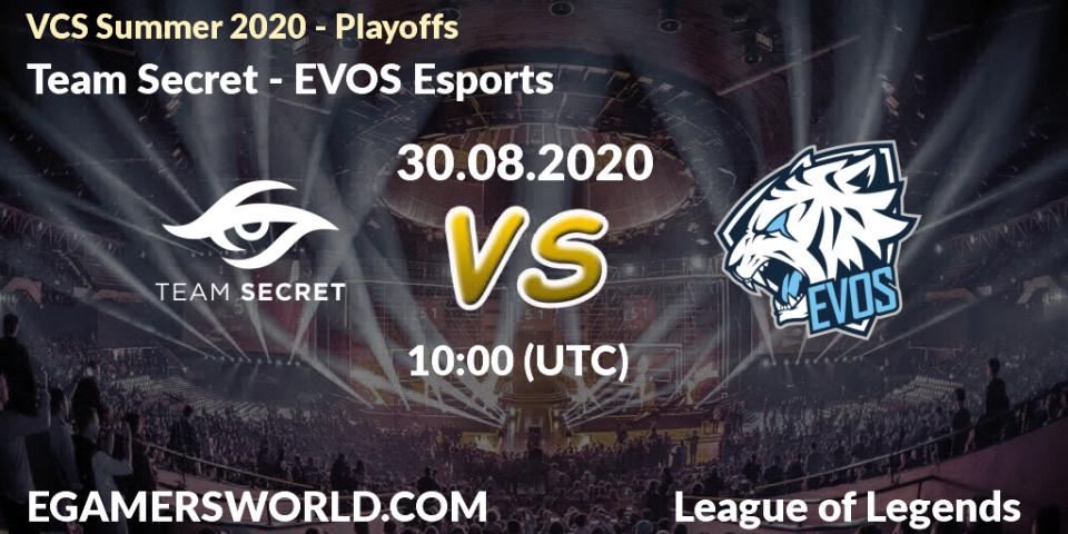 Prognose für das Spiel Team Secret VS EVOS Esports. 30.08.20. LoL - VCS Summer 2020 - Playoffs