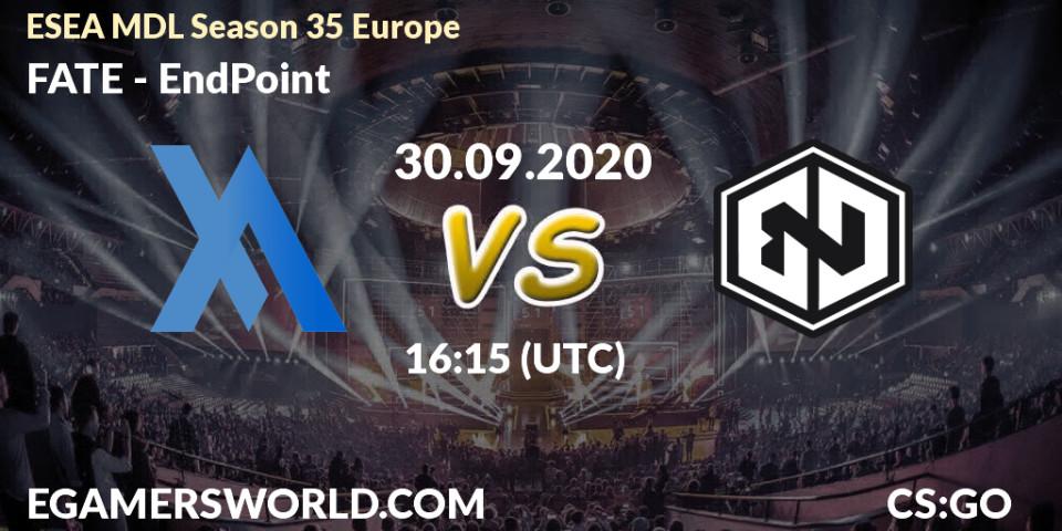 Prognose für das Spiel FATE VS EndPoint. 30.09.2020 at 16:15. Counter-Strike (CS2) - ESEA MDL Season 35 Europe