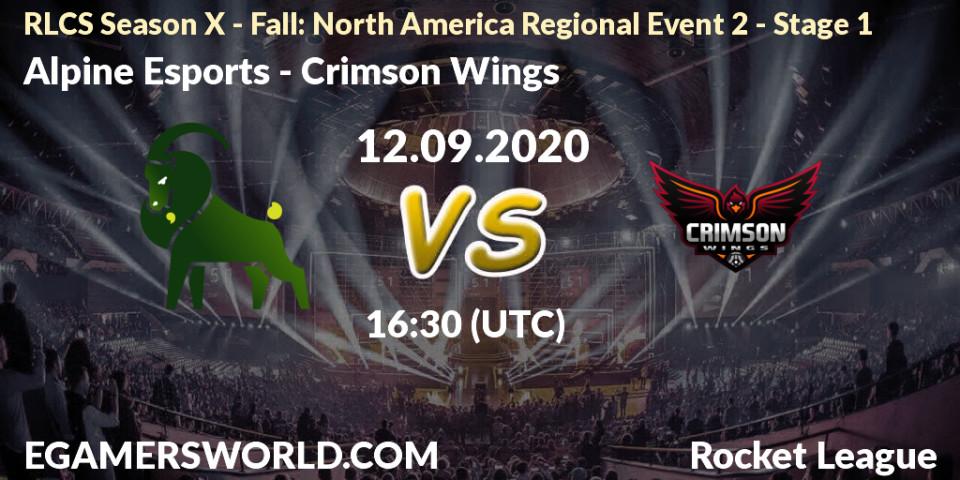 Prognose für das Spiel Alpine Esports VS Crimson Wings. 13.09.2020 at 16:30. Rocket League - RLCS Season X - Fall: North America Regional Event 2 - Stage 1