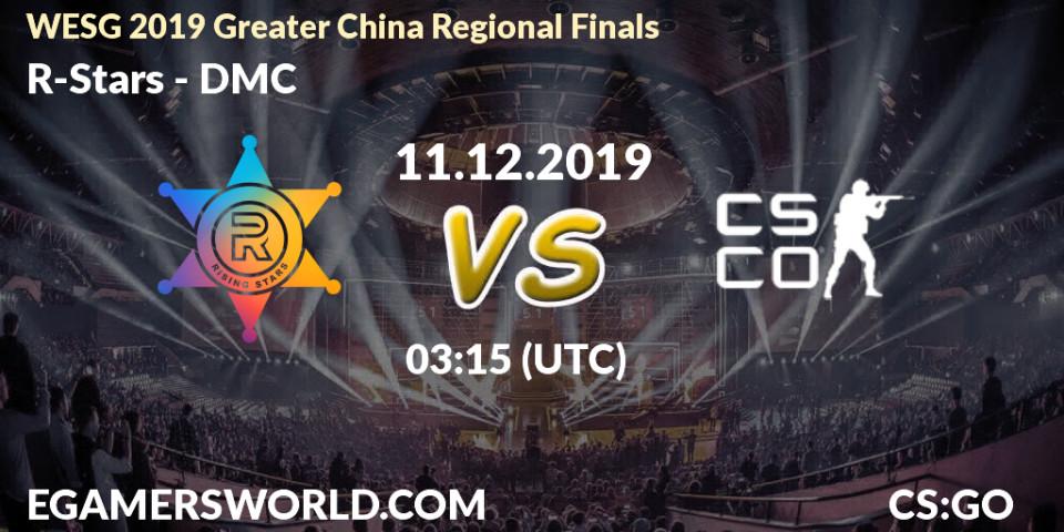 Prognose für das Spiel R-Stars VS DMC. 11.12.2019 at 03:35. Counter-Strike (CS2) - WESG 2019 Greater China Regional Finals