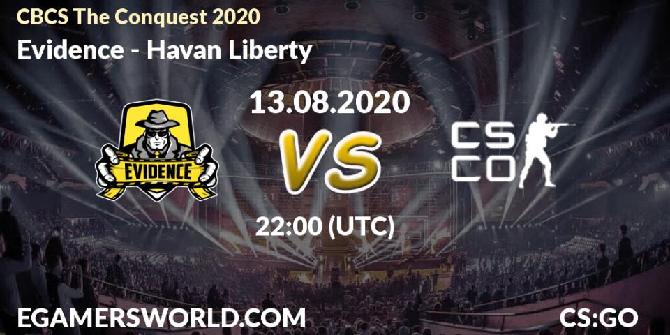Prognose für das Spiel Evidence VS Havan Liberty. 13.08.20. CS2 (CS:GO) - CBCS The Conquest 2020