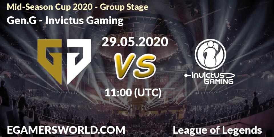 Prognose für das Spiel Gen.G VS Invictus Gaming. 29.05.2020 at 11:00. LoL - Mid-Season Cup 2020 - Group Stage