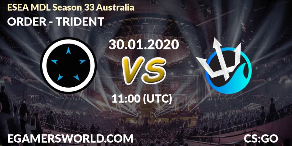 Prognose für das Spiel ORDER VS TRIDENT. 10.02.2020 at 10:10. Counter-Strike (CS2) - ESEA MDL Season 33 Australia