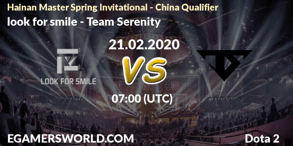 Prognose für das Spiel look for smile VS Team Serenity. 23.02.2020 at 11:00. Dota 2 - Hainan Master Spring Invitational - China Qualifier