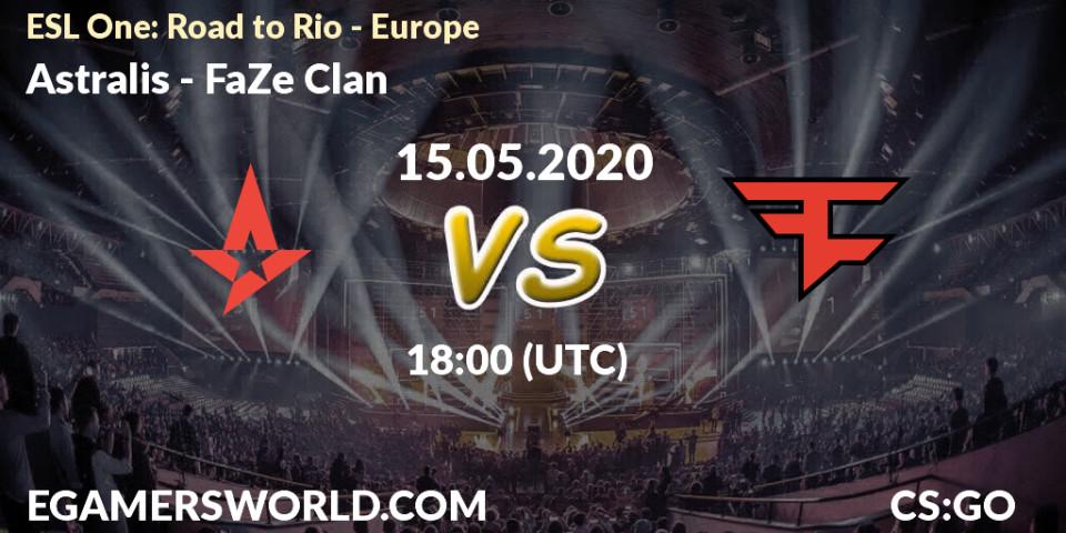Prognose für das Spiel Astralis VS FaZe Clan. 15.05.2020 at 18:30. Counter-Strike (CS2) - ESL One: Road to Rio - Europe