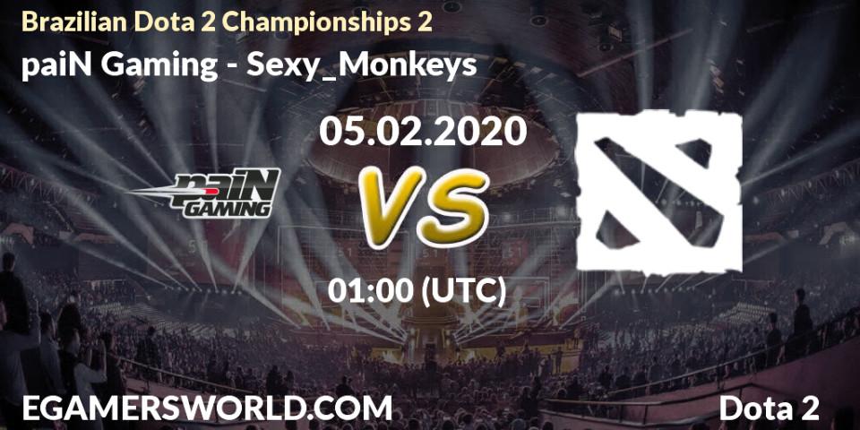 Prognose für das Spiel paiN Gaming VS Sexy_Monkeys. 05.02.20. Dota 2 - Brazilian Dota 2 Championships 2