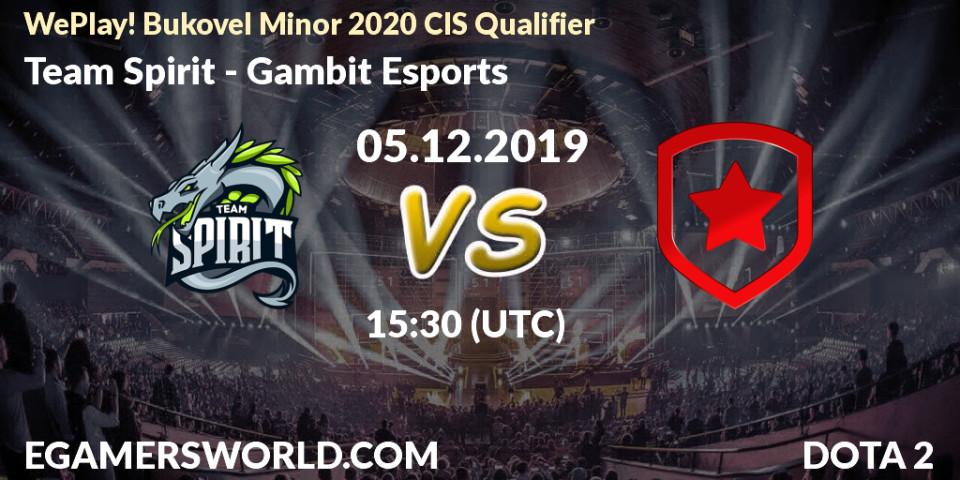 Prognose für das Spiel Team Spirit VS Gambit Esports. 05.12.19. Dota 2 - WePlay! Bukovel Minor 2020 CIS Qualifier