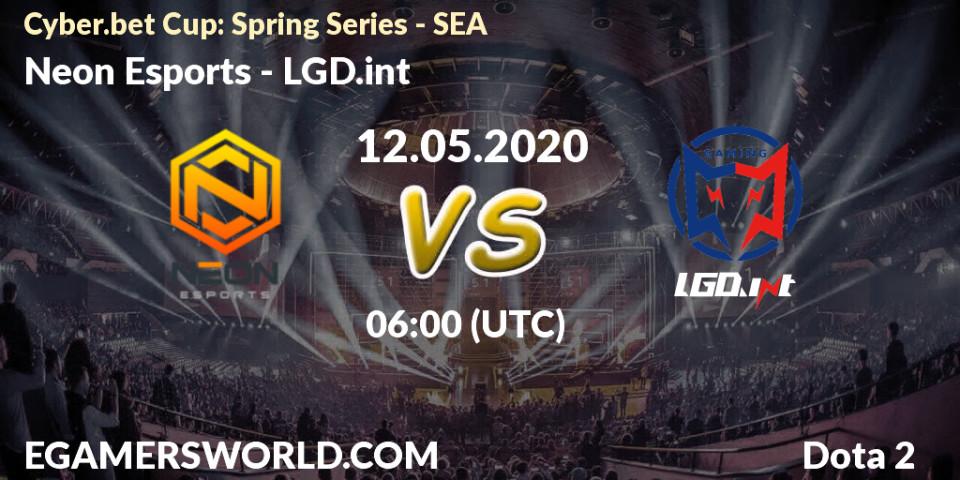 Prognose für das Spiel Neon Esports VS LGD.int. 12.05.2020 at 06:05. Dota 2 - Cyber.bet Cup: Spring Series - SEA