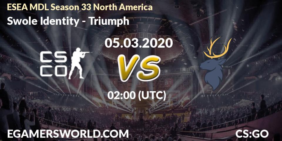 Prognose für das Spiel Swole Identity VS Triumph. 05.03.2020 at 02:30. Counter-Strike (CS2) - ESEA MDL Season 33 North America