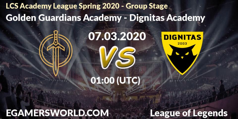 Prognose für das Spiel Golden Guardians Academy VS Dignitas Academy. 07.03.20. LoL - LCS Academy League Spring 2020 - Group Stage