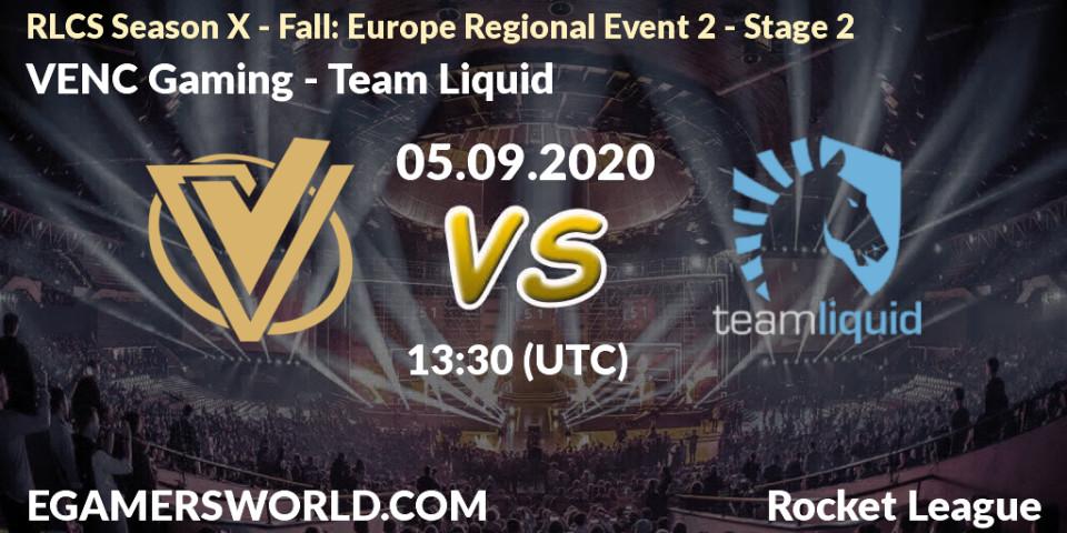 Prognose für das Spiel VENC Gaming VS Team Liquid. 05.09.2020 at 13:30. Rocket League - RLCS Season X - Fall: Europe Regional Event 2 - Stage 2