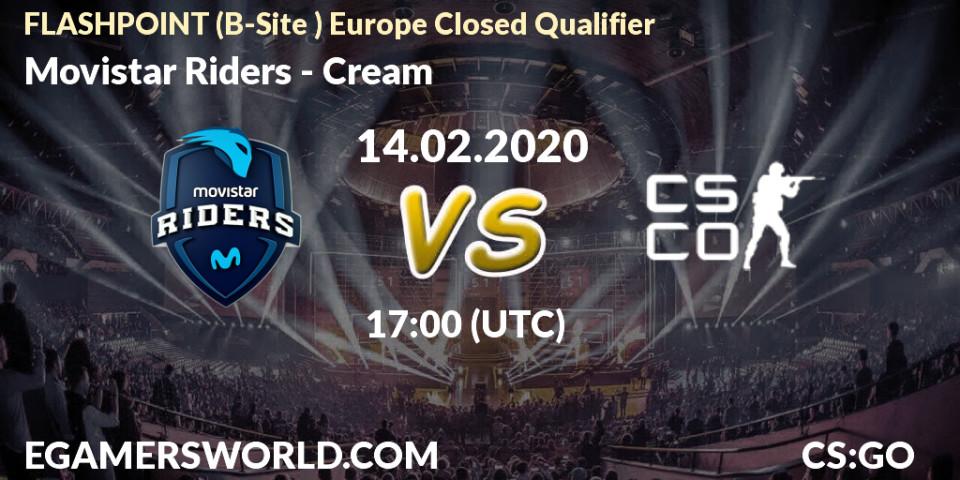 Prognose für das Spiel Movistar Riders VS Cream. 14.02.2020 at 17:15. Counter-Strike (CS2) - FLASHPOINT Europe Closed Qualifier