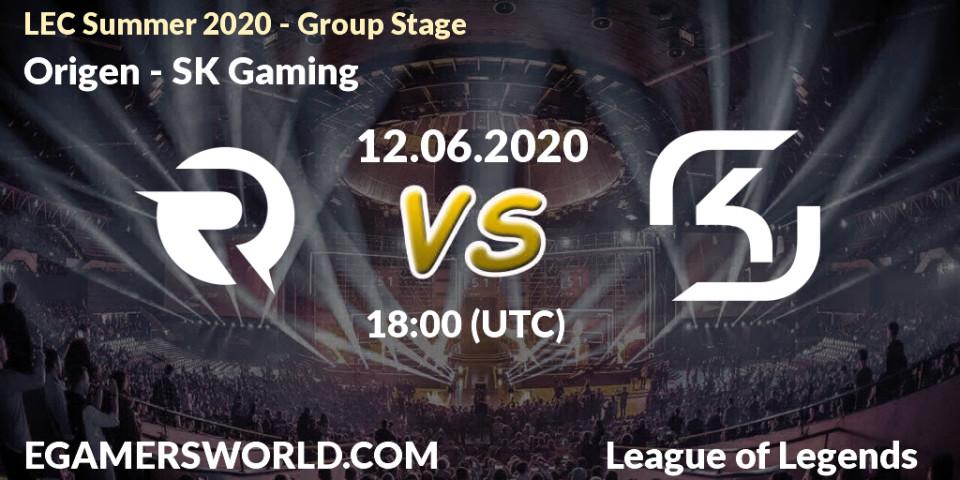 Prognose für das Spiel Origen VS SK Gaming. 12.06.20. LoL - LEC Summer 2020 - Group Stage