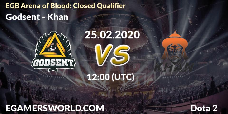 Prognose für das Spiel Godsent VS Khan. 25.02.20. Dota 2 - EGB Arena of Blood: Closed Qualifier