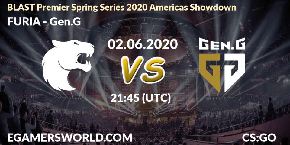 Prognose für das Spiel FURIA VS Gen.G. 02.06.20. CS2 (CS:GO) - BLAST Premier Spring Series 2020 Americas Showdown 