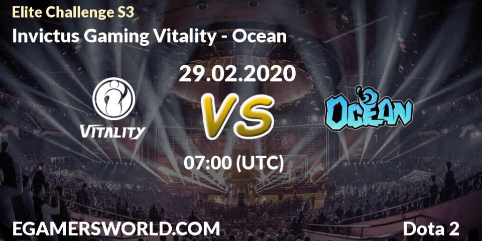 Prognose für das Spiel Invictus Gaming Vitality VS Ocean. 29.02.2020 at 07:25. Dota 2 - Elite Challenge S3