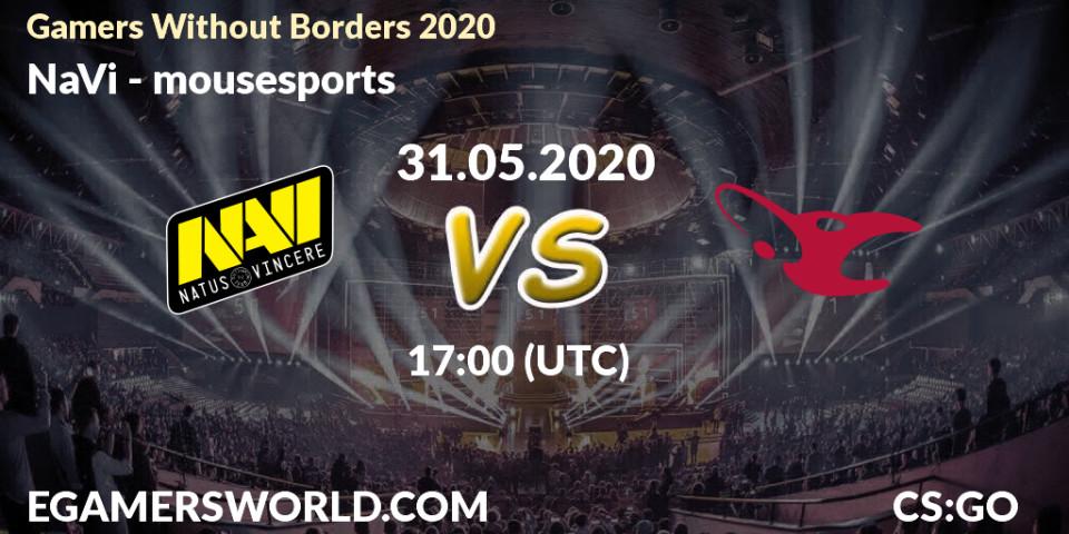 Prognose für das Spiel NaVi VS mousesports. 31.05.2020 at 17:05. Counter-Strike (CS2) - Gamers Without Borders 2020