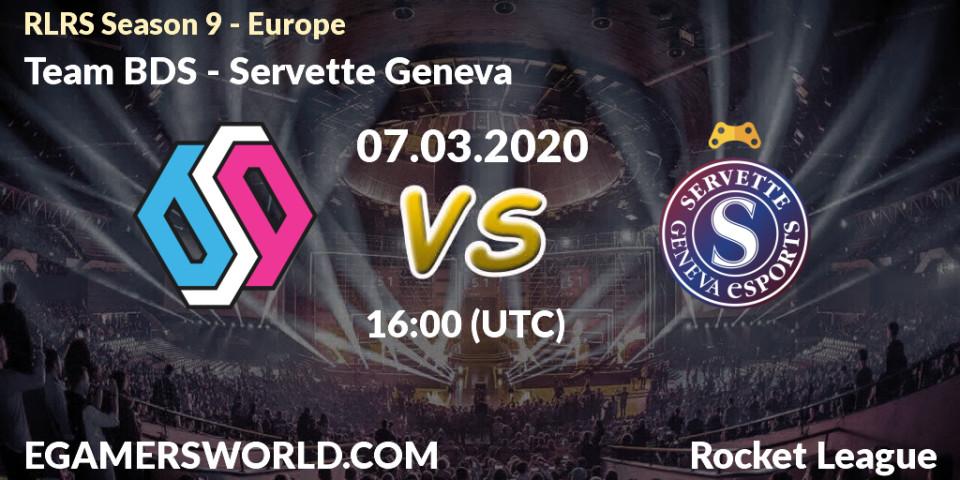 Prognose für das Spiel Team BDS VS Servette Geneva. 07.03.20. Rocket League - RLRS Season 9 - Europe