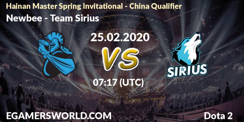 Prognose für das Spiel Newbee VS Team Sirius. 25.02.20. Dota 2 - Hainan Master Spring Invitational - China Qualifier