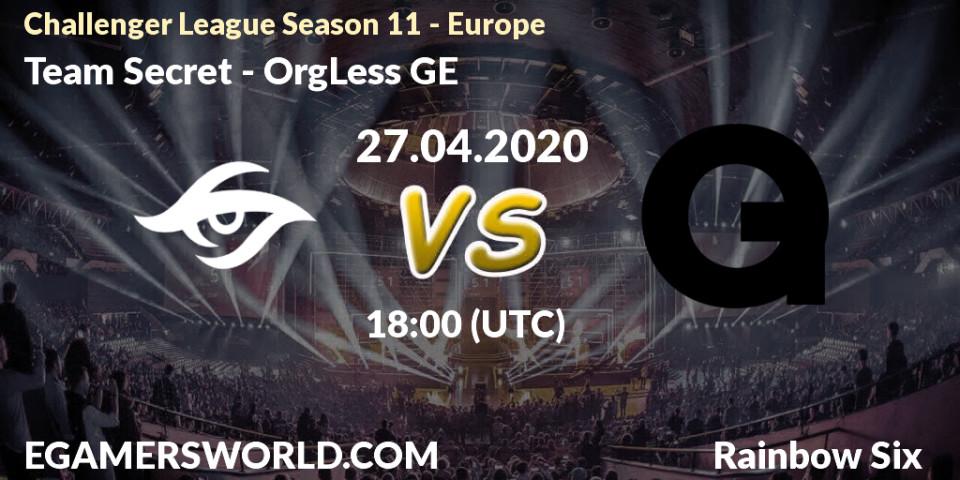 Prognose für das Spiel Team Secret VS OrgLess GE. 28.04.20. Rainbow Six - Challenger League Season 11 - Europe