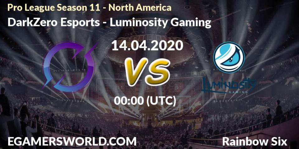 Prognose für das Spiel DarkZero Esports VS Luminosity Gaming. 14.04.2020 at 01:15. Rainbow Six - Pro League Season 11 - North America
