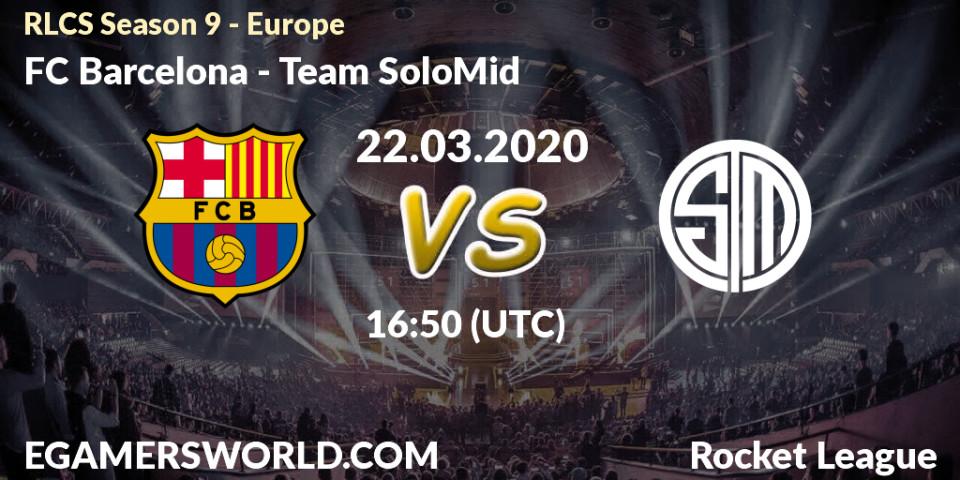 Prognose für das Spiel FC Barcelona VS Team SoloMid. 22.03.2020 at 17:40. Rocket League - RLCS Season 9 - Europe