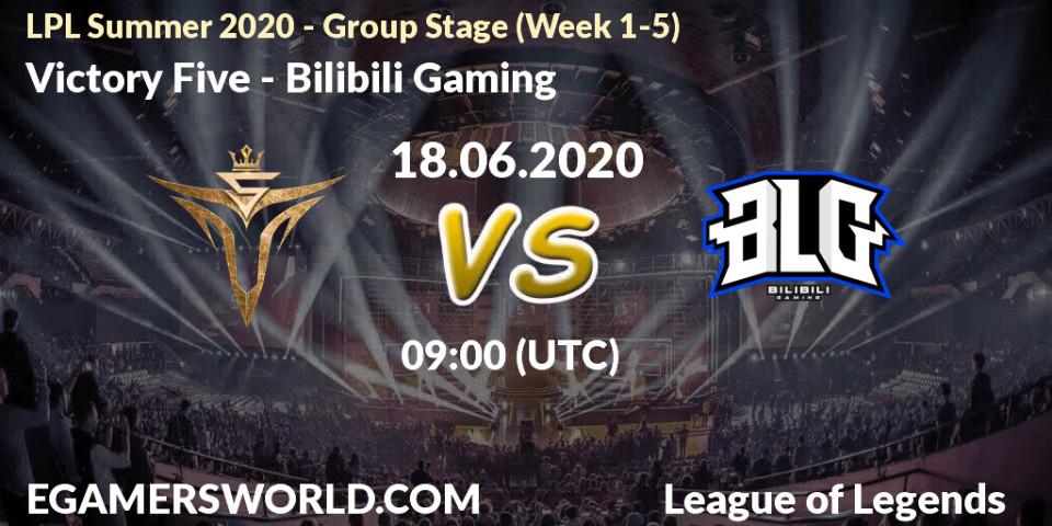 Prognose für das Spiel Victory Five VS Bilibili Gaming. 18.06.20. LoL - LPL Summer 2020 - Group Stage (Week 1-5)