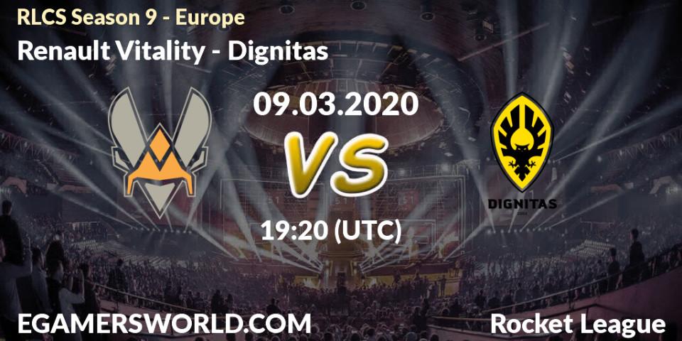 Prognose für das Spiel Renault Vitality VS Dignitas. 09.03.2020 at 19:05. Rocket League - RLCS Season 9 - Europe