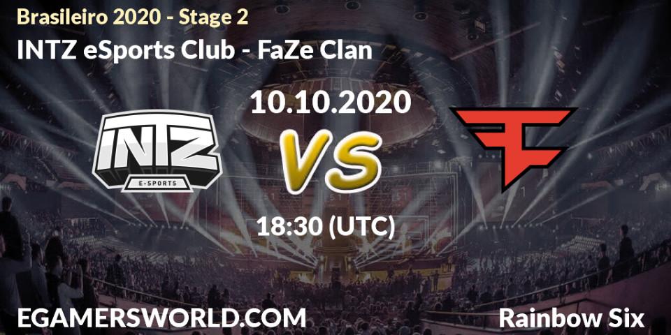 Prognose für das Spiel INTZ eSports Club VS FaZe Clan. 10.10.20. Rainbow Six - Brasileirão 2020 - Stage 2
