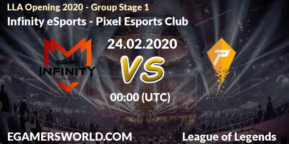 Prognose für das Spiel Infinity eSports VS Pixel Esports Club. 24.02.20. LoL - LLA Opening 2020 - Group Stage 1