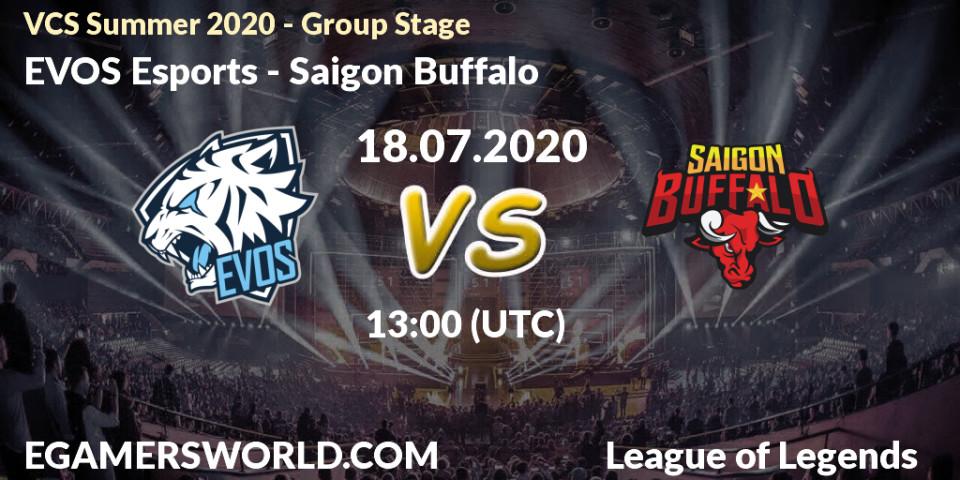 Prognose für das Spiel EVOS Esports VS Saigon Buffalo. 18.07.2020 at 12:50. LoL - VCS Summer 2020 - Group Stage