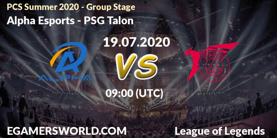 Prognose für das Spiel Alpha Esports VS PSG Talon. 19.07.20. LoL - PCS Summer 2020 - Group Stage