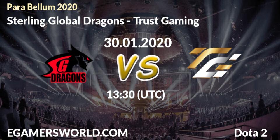 Prognose für das Spiel Sterling Global Dragons VS Trust Gaming. 30.01.20. Dota 2 - Para Bellum 2020